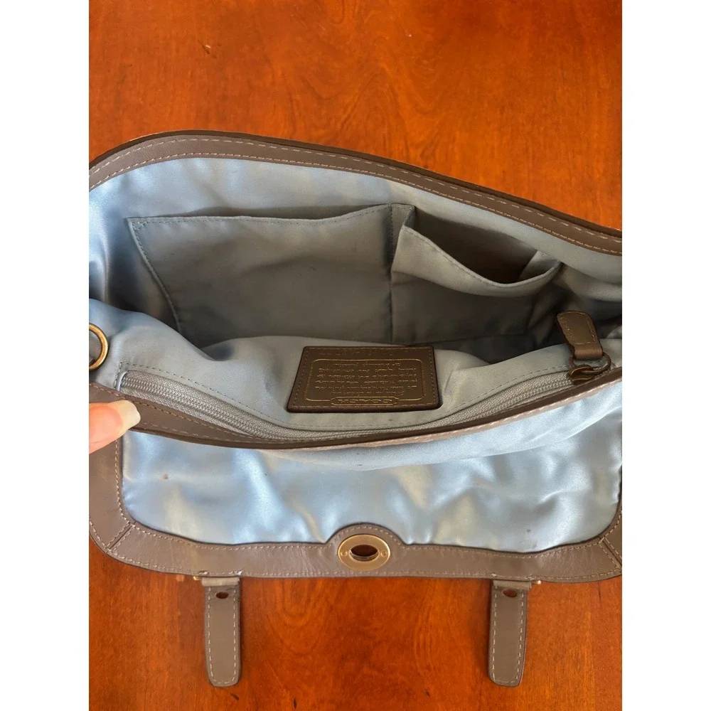 Coach Parker Grey‎ Leather Wristlet Clutch Bag E0893-12707 Vintage Y2K Brass
